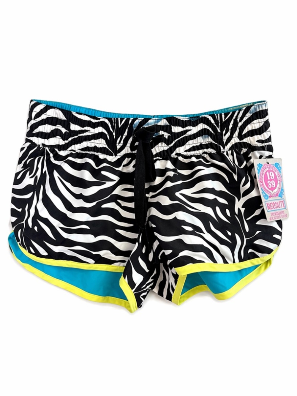 4/$20➡️ Vintage Y2K Zebra Print Reversible Shorts Yellow & Blue – Size Small NWT